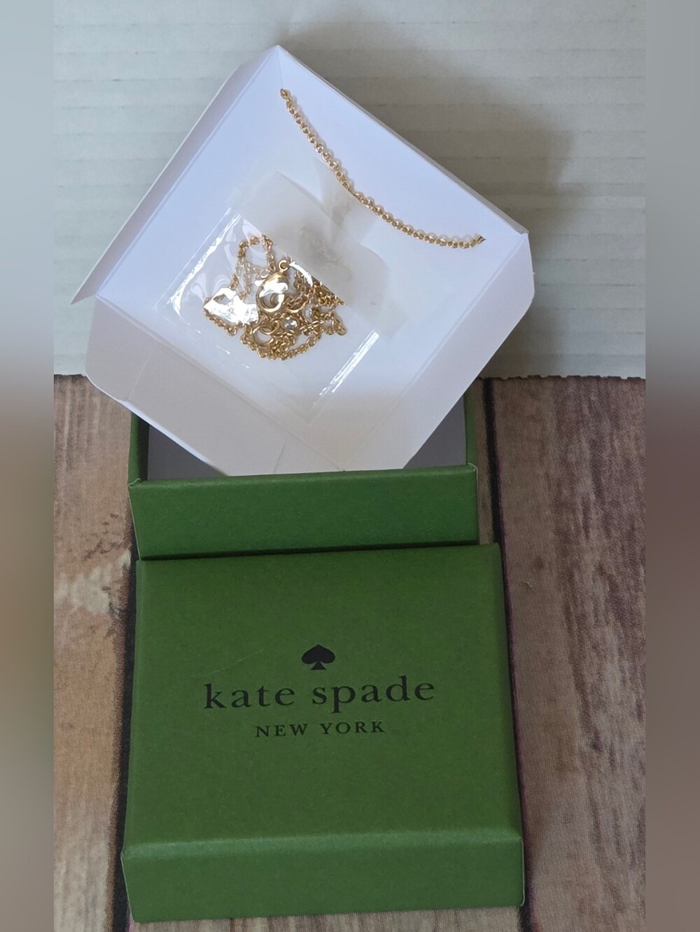 kate spade Butterfly Mother-of-Pearl Necklace - White Inlay NIB - Picture 7 of 11